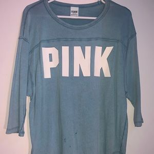 Blue PINK VS mid- length sleeve Tshirt